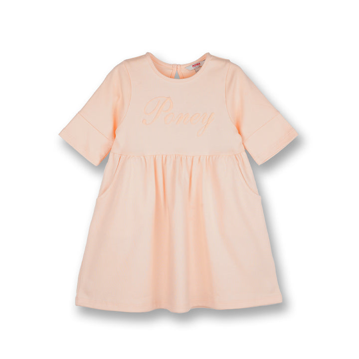 Poney Girls Light Orange Mid Sleeve Dress