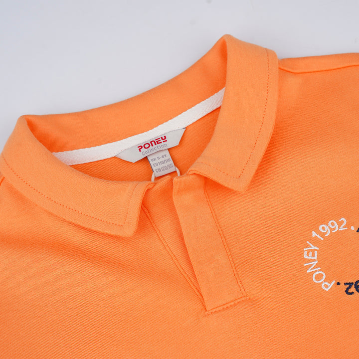 Poney Boys Orange Oversized Short Sleeve Polo Shirt
