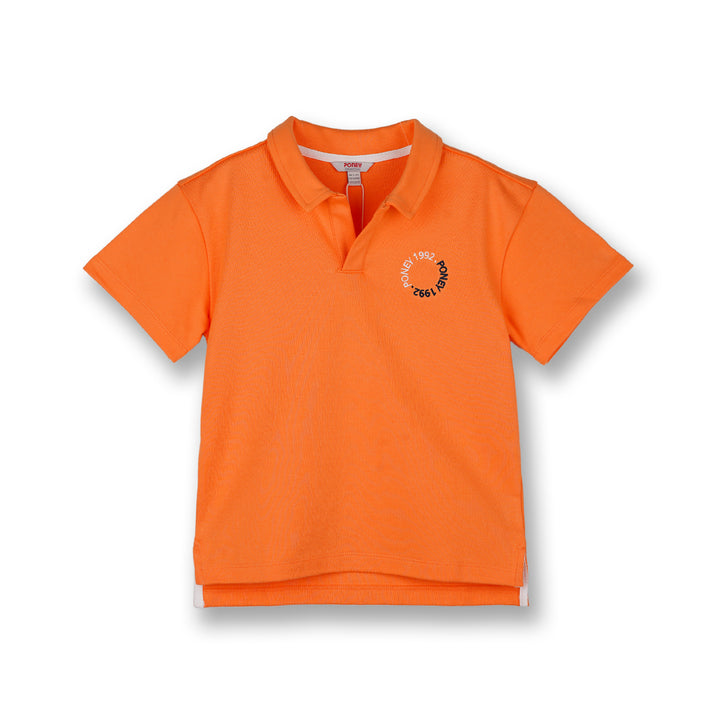 Poney Boys Orange Oversized Short Sleeve Polo Shirt