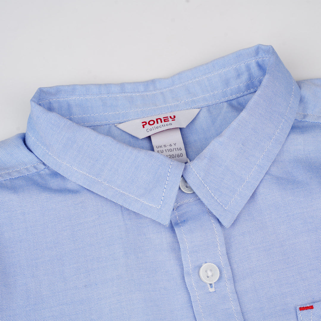 Poney Boys Blue Oxford Cotton Long Sleeve Shirt