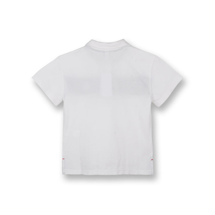 Poney Boys Off White Colour Block Oversized Short Sleeve Polo