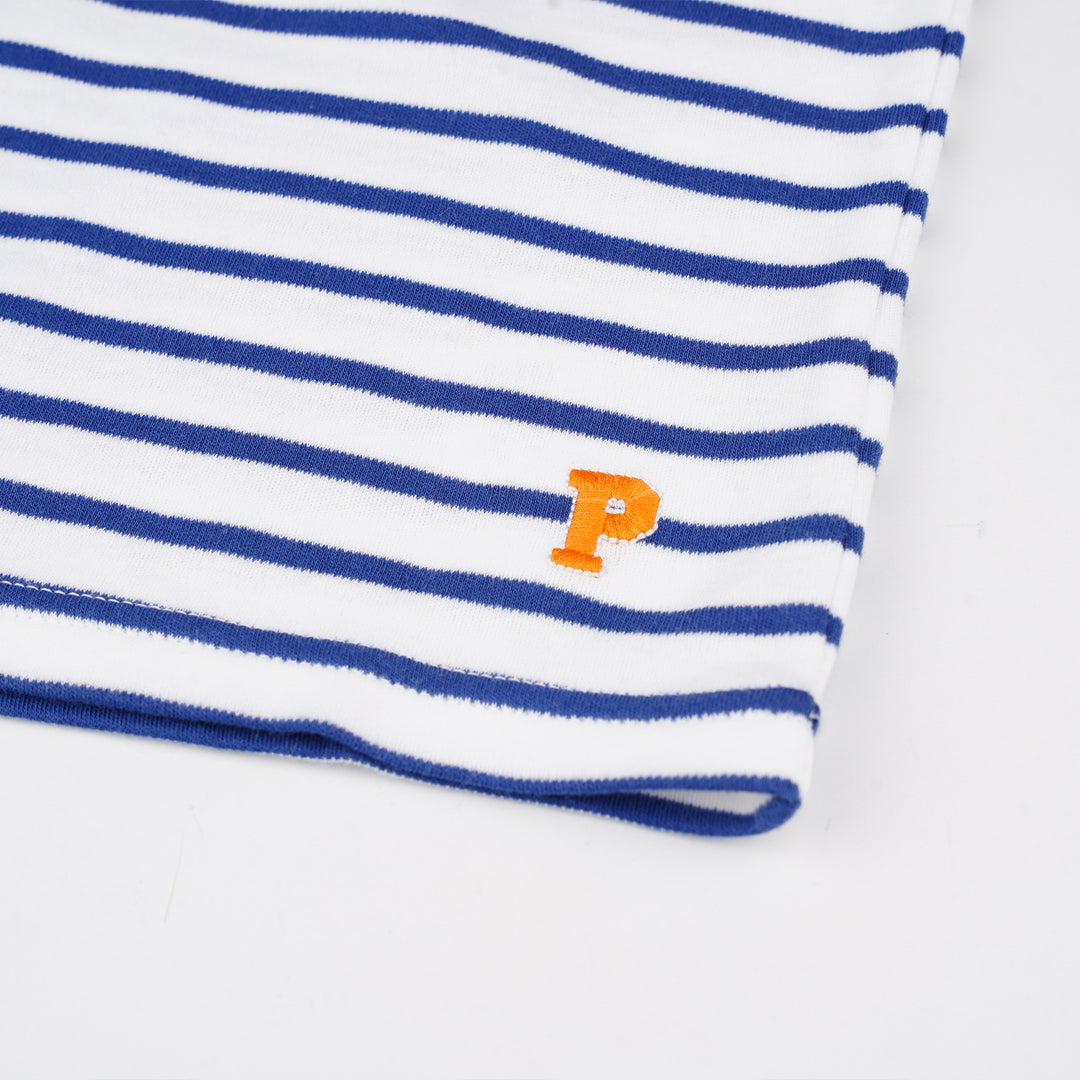 Poney Boys Blue Interlock Stripes Henley Short Sleeve Tee