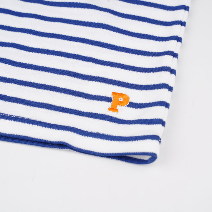 Poney Boys Blue Interlock Stripes Henley Short Sleeve Tee