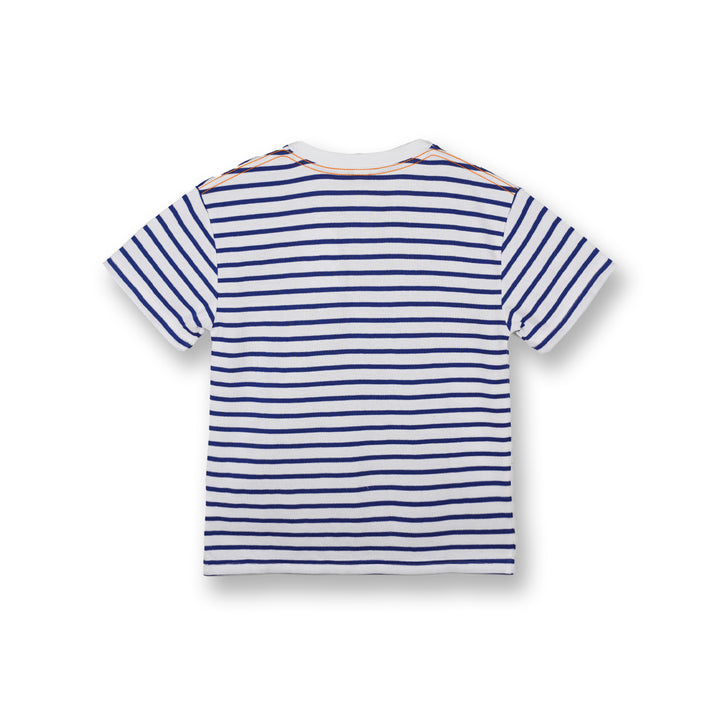 Poney Boys Blue Interlock Stripes Henley Short Sleeve Tee