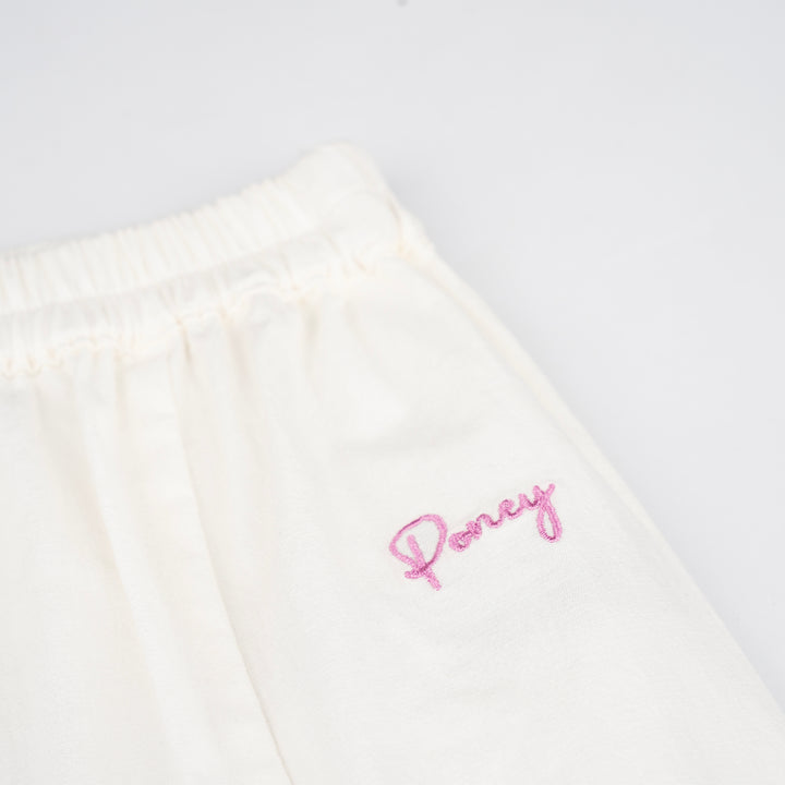 Poney Girls Cream Front-Side Pleats Long Skirt