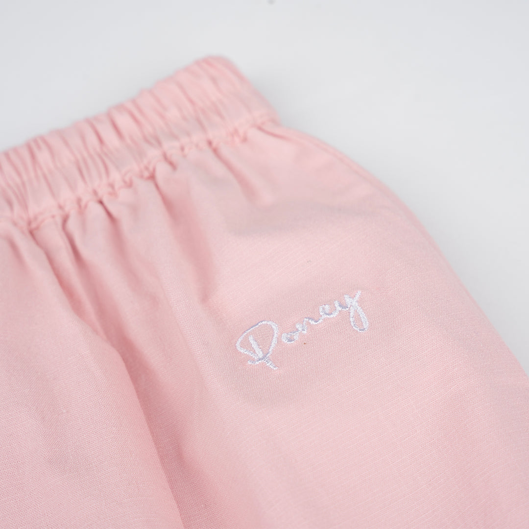 Poney Girls Light Pink Front-Side Pleats Long Skirt