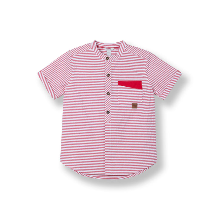 Poney Boys Red Striped Short Sleeve Shirt 1240045