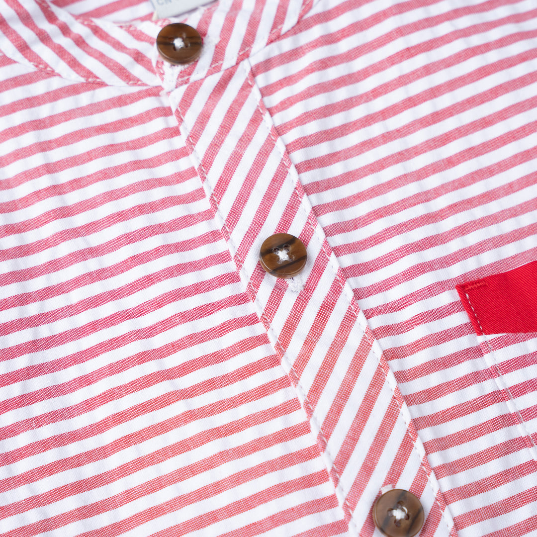 Poney Boys Red Striped Short Sleeve Shirt 1240045