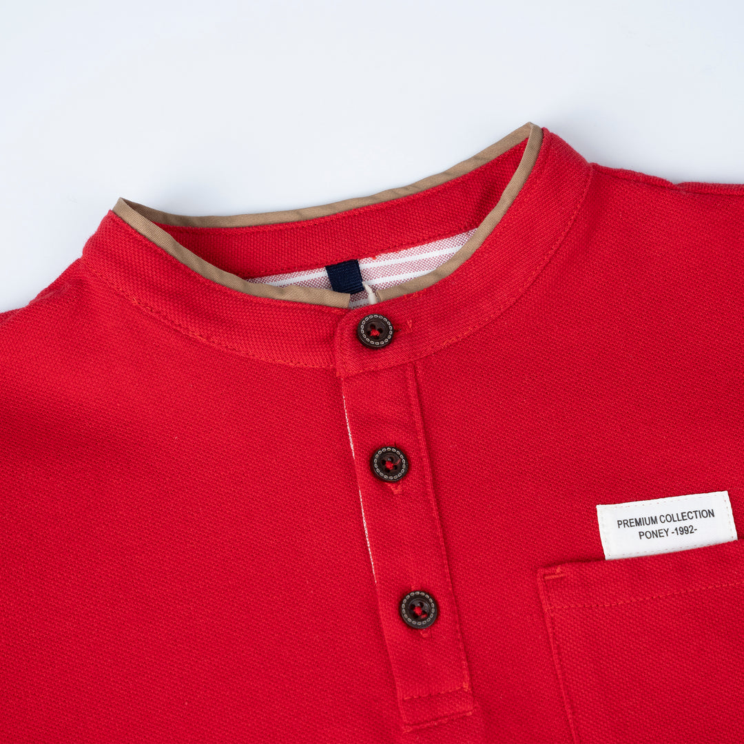 Poney Boys Red Henley Polo 1240046