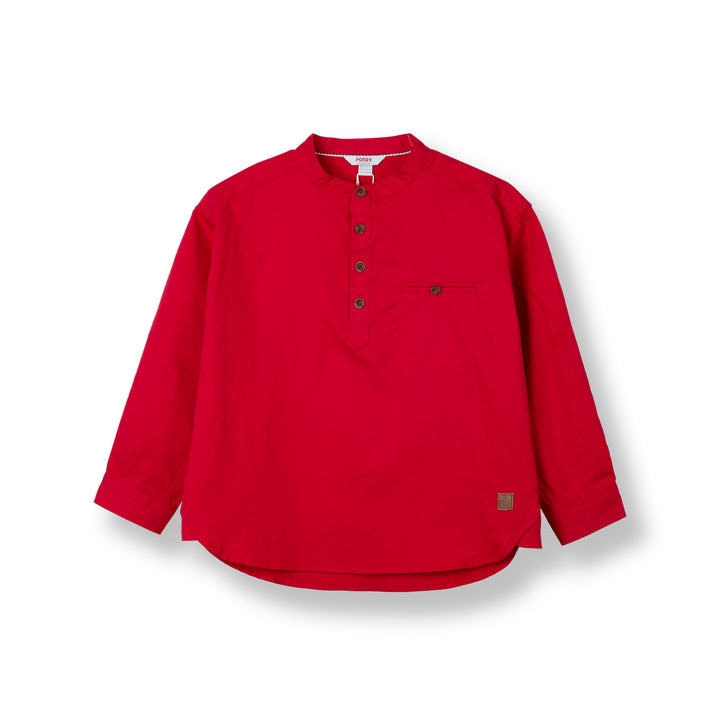 Poney Boys Red Textured Long Sleeve Loose Fitted Shirt 1240048