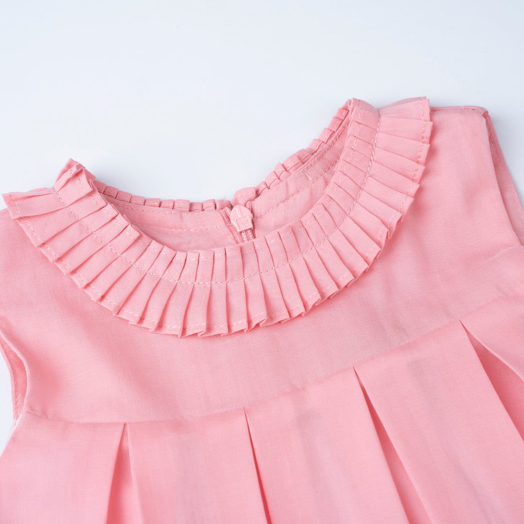 Light Pink Pleated Sleeveless Dress