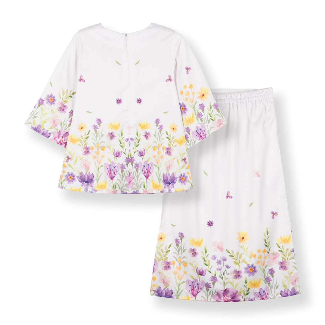 Poney Girls Light Purple Lavenders Baju Kurung Set