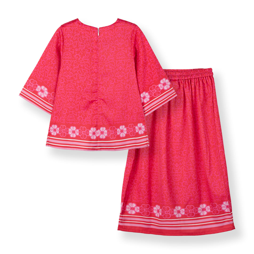 Poney Girls Fuchsia Roses Baju Kurung Set