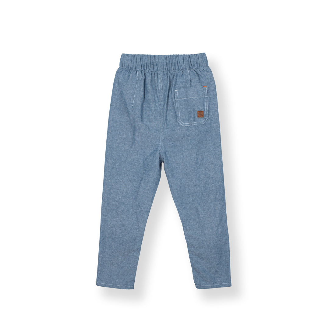 Poney Boys Blue Oxford Textured Plain Long Pants