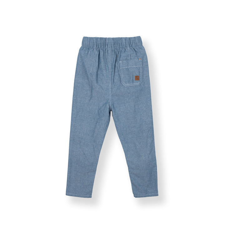 Poney Boys Blue Oxford Textured Plain Long Pants