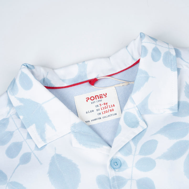 Poney Boys Blue Flora Hawaiian Short Sleeve Shirt