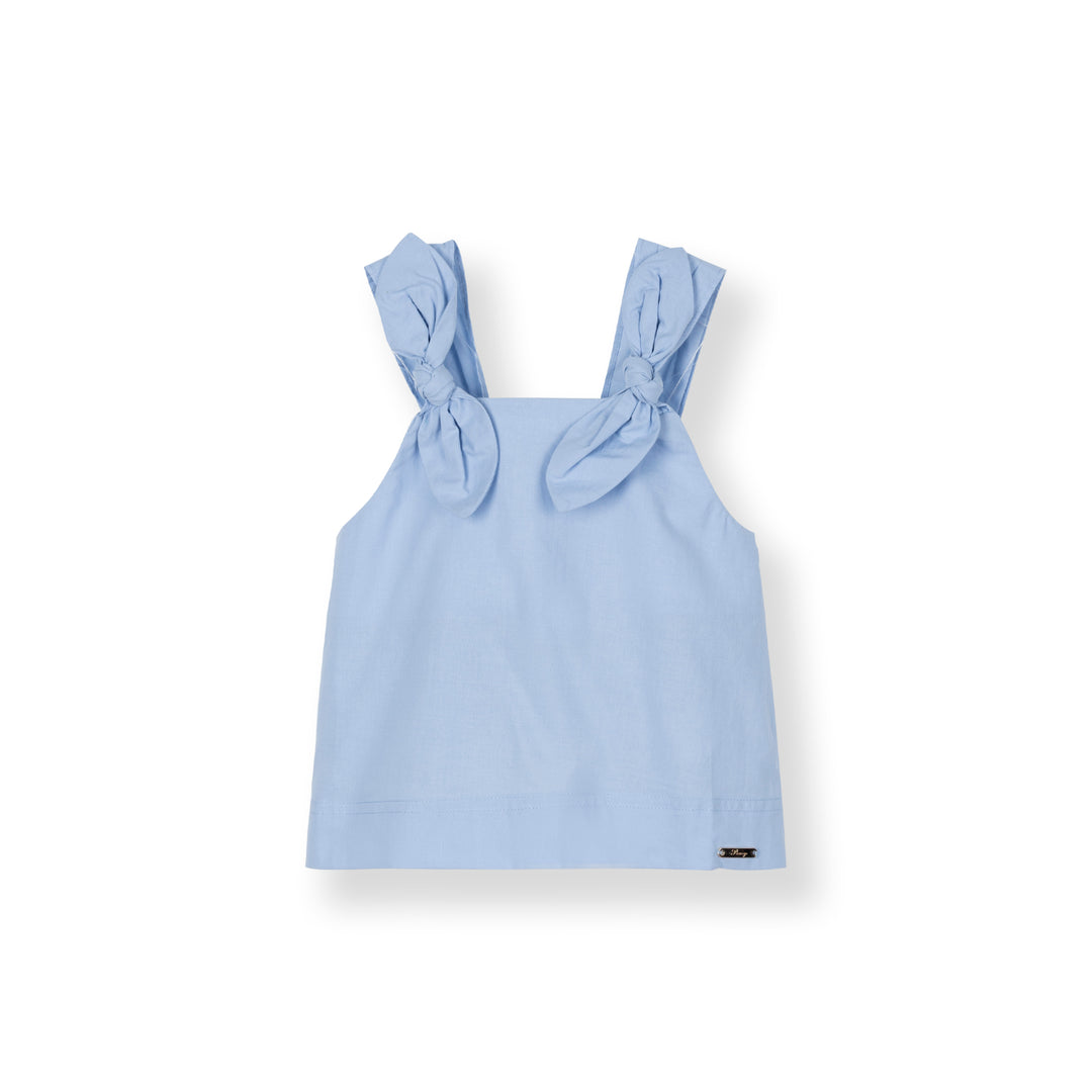 Poney Girls Light Blue Angel Ribbon Sleeveless Blouse