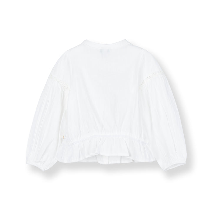 Poney Girls White Elegant Lace Insert Long Sleeve Blouse