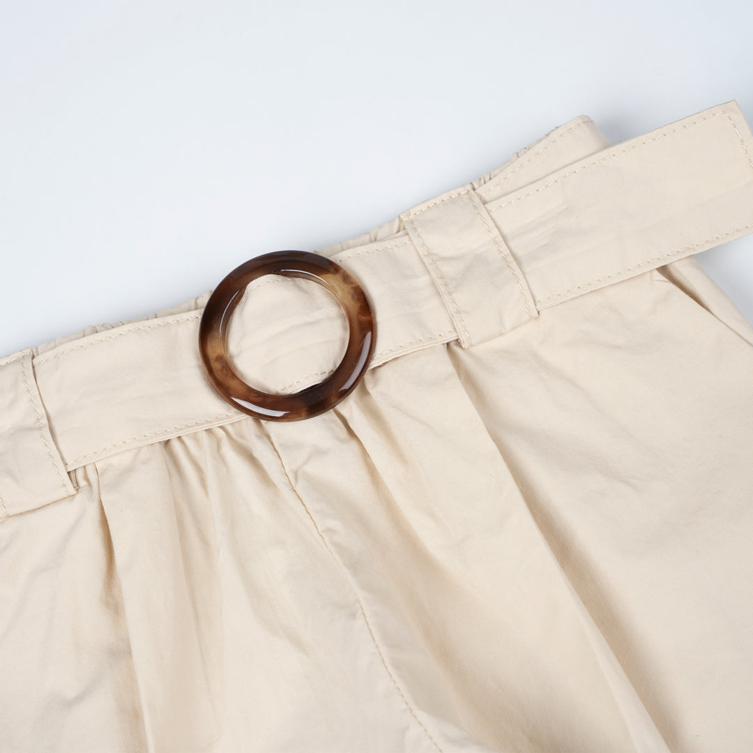 Poney Girls Khaki Mini Twill Belt Shorts