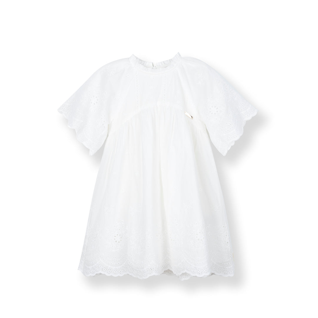 Poney Girls White Delicate Lacey Short Sleeve Dress