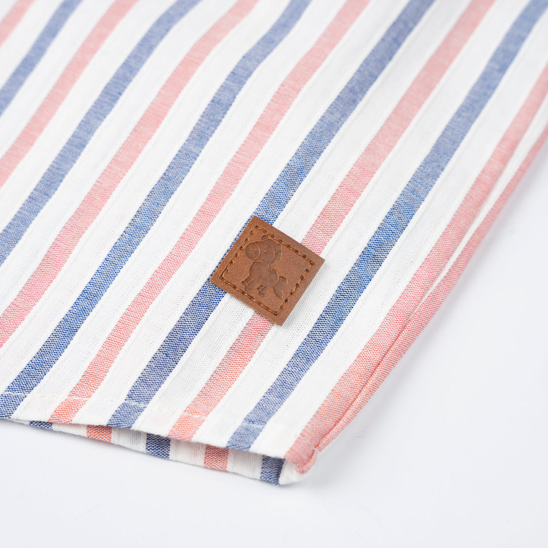 Poney Boys Red Stripe Mao Collar Long Sleeve Shirt
