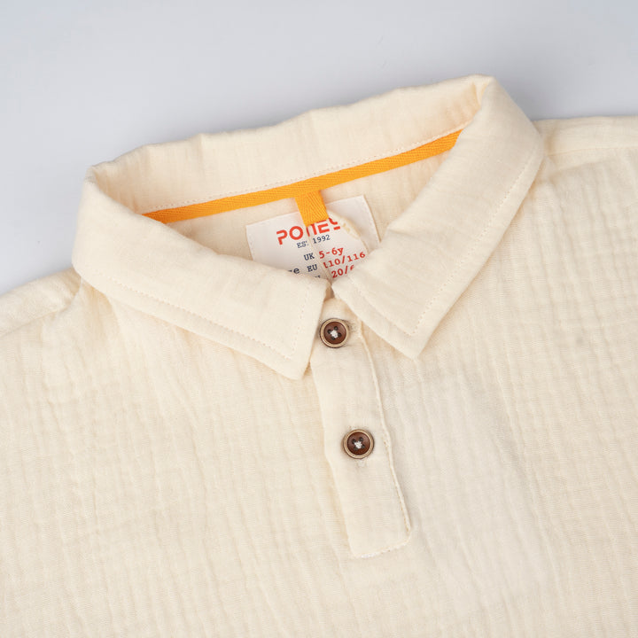 Poney Boys Off White Rustic Short Sleeve Polo Shirt