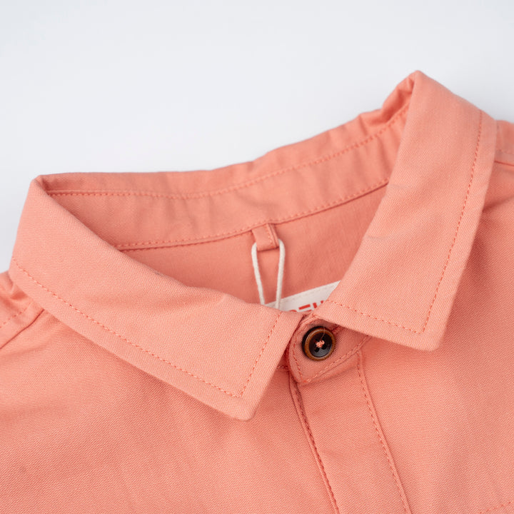 Poney Boys Orange Mandri Collar Long Sleeve Shirt
