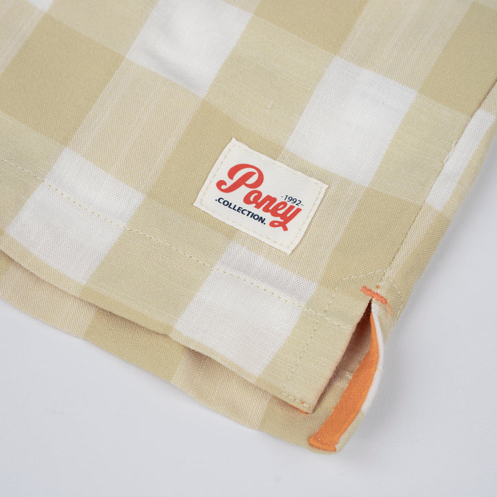 Poney Boys Light Khaki Yarn Dyed Checks Short Sleeve Shirt