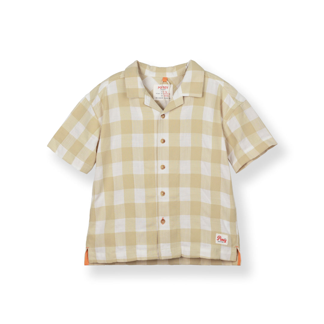 Poney Boys Light Khaki Yarn Dyed Checks Short Sleeve Shirt