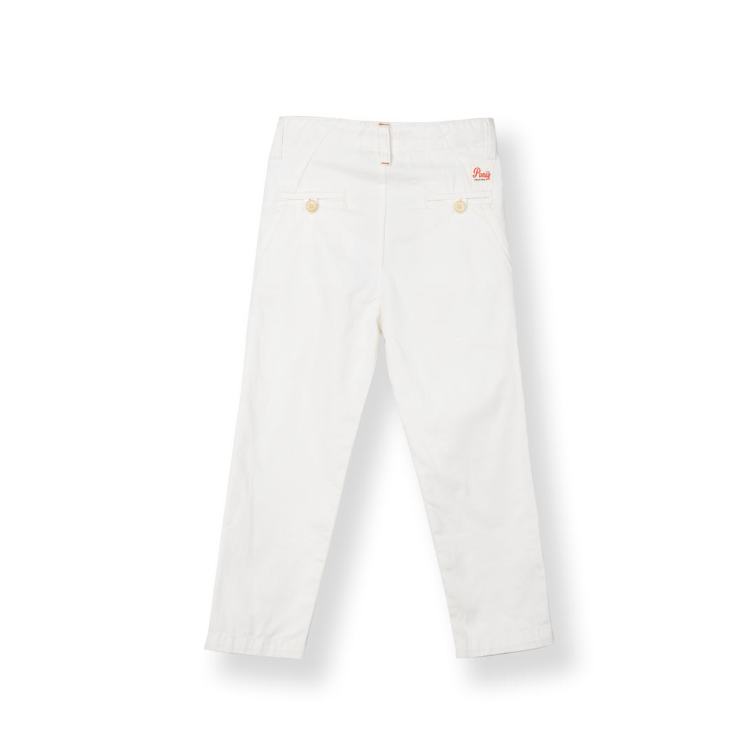 Poney Boys Cream Front Pleated Linen Long Pants