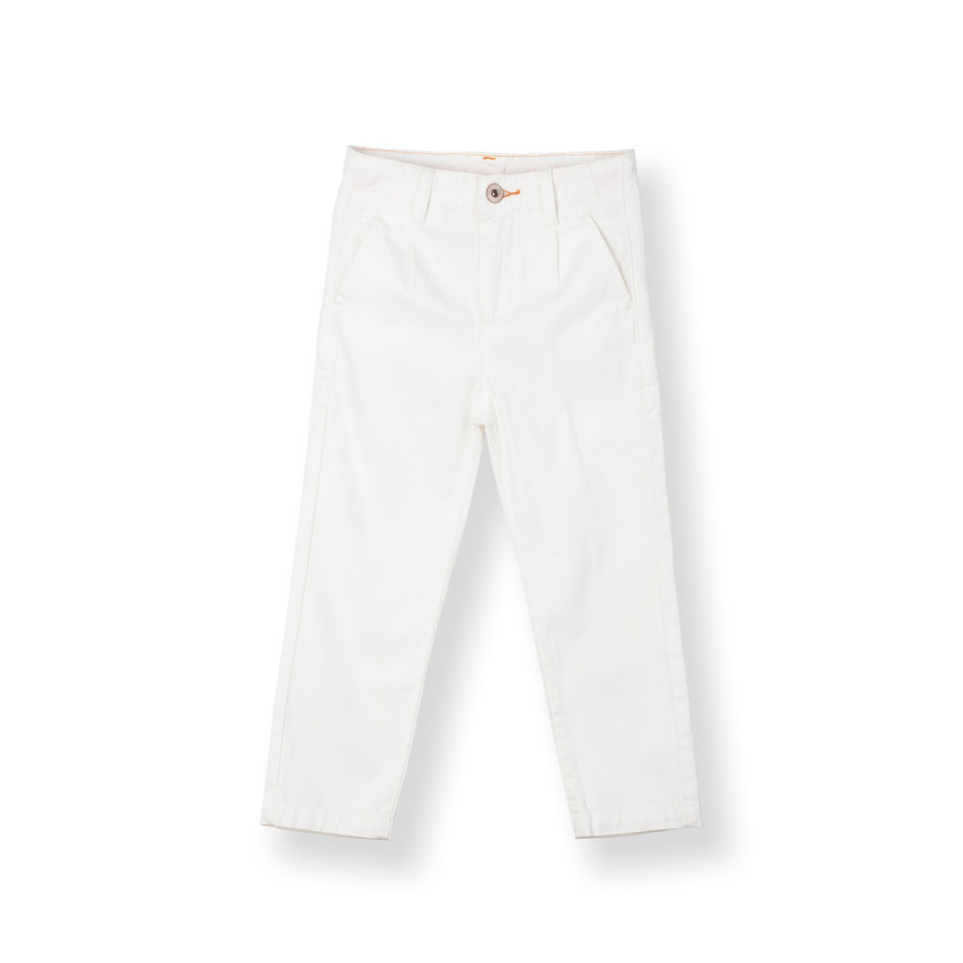 Poney Boys Cream Front Pleated Linen Long Pants