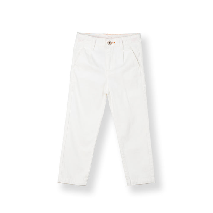 Poney Boys Cream Front Pleated Linen Long Pants
