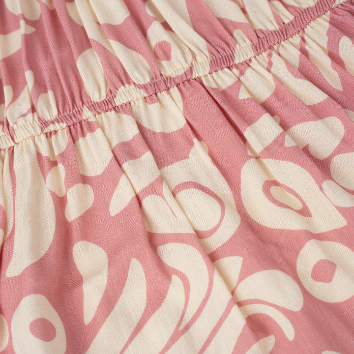 Poney Girls Pink Gathered Short Sleeve Blouse