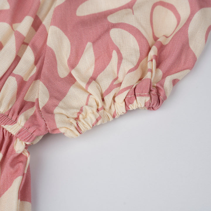 Poney Girls Pink Gathered Short Sleeve Blouse