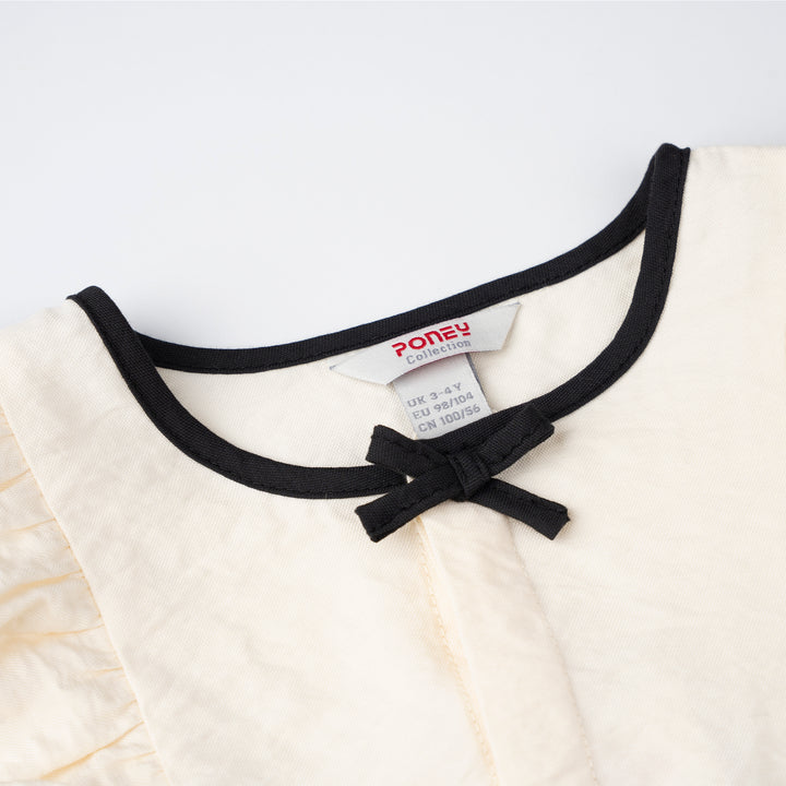 Poney Girls Cream Bow Designed Long Sleeve Blouse