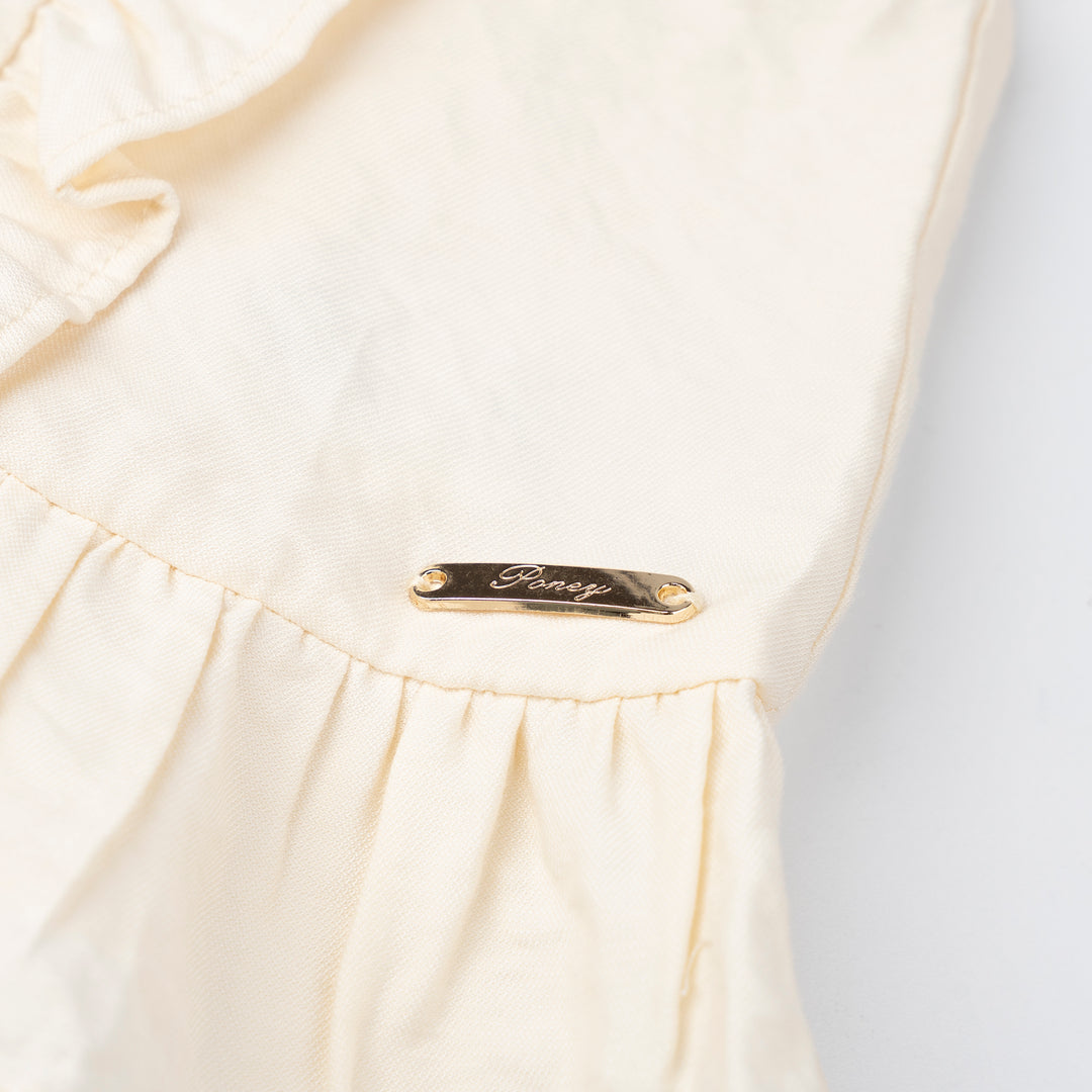 Poney Girls Cream Bow Designed Long Sleeve Blouse