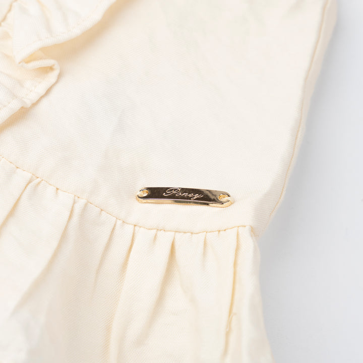 Poney Girls Cream Bow Designed Long Sleeve Blouse