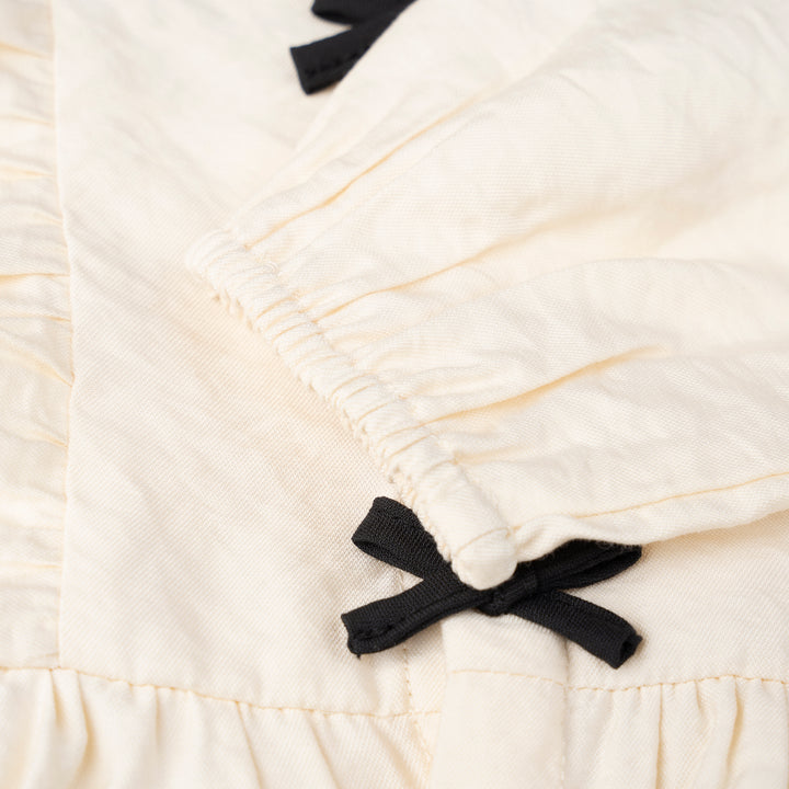 Poney Girls Cream Bow Designed Long Sleeve Blouse