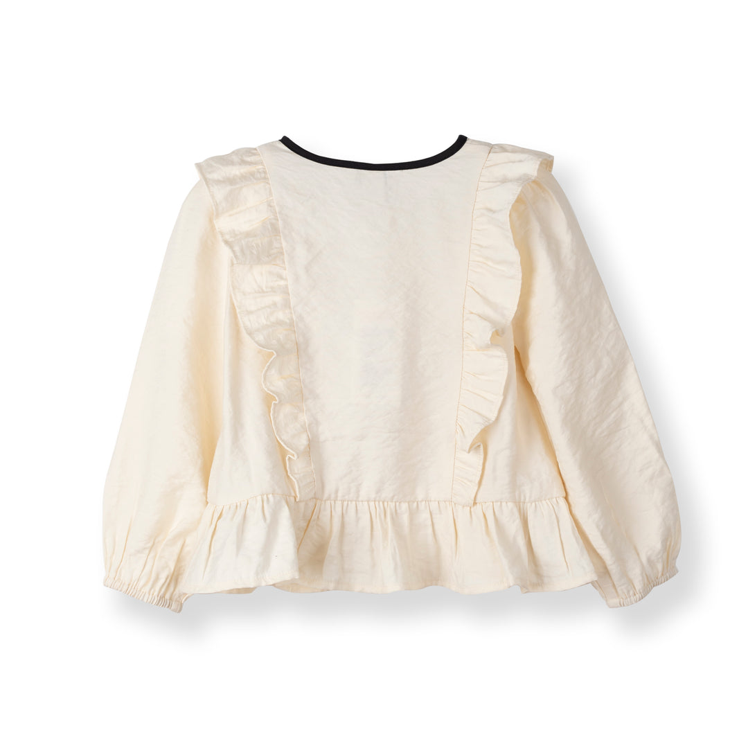 Poney Girls Cream Bow Designed Long Sleeve Blouse