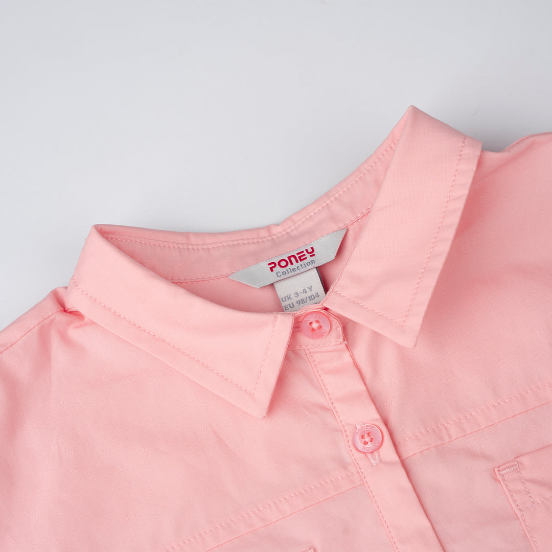 Poney Girls Pink Hi-Lo Oversized Long Sleeve Shirt