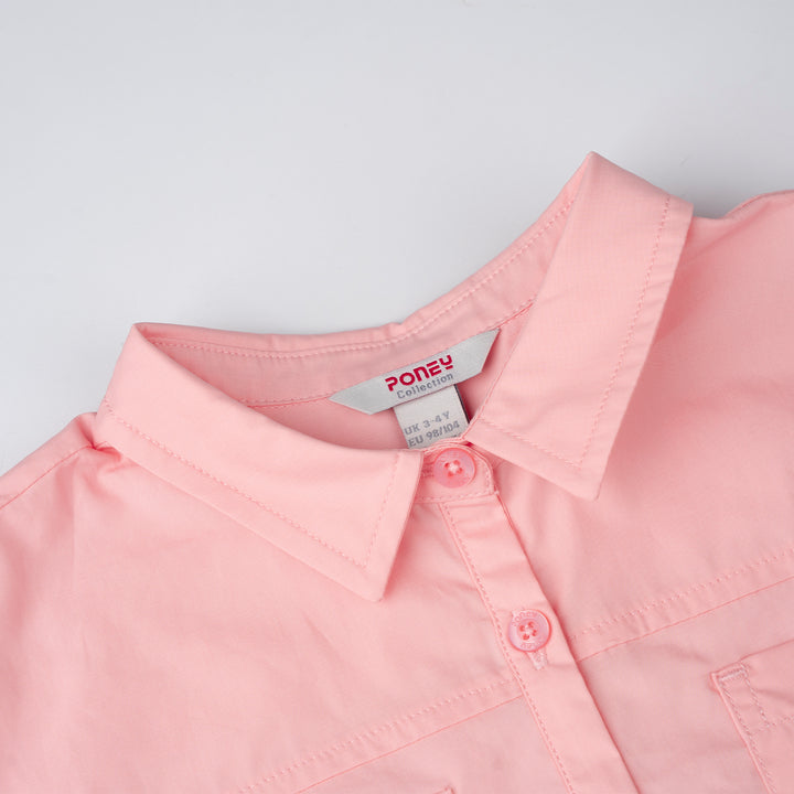 Poney Girls Pink Hi-Lo Oversized Long Sleeve Shirt