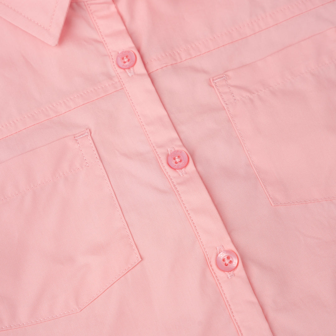 Poney Girls Pink Hi-Lo Oversized Long Sleeve Shirt