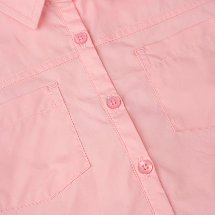 Poney Girls Pink Hi-Lo Oversized Long Sleeve Shirt