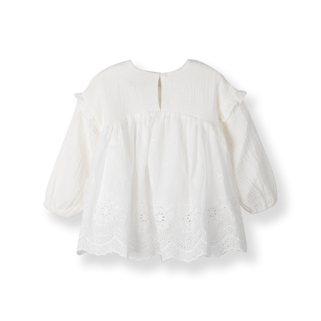 Poney Girls Cream Bishop Long Sleeve Blouse