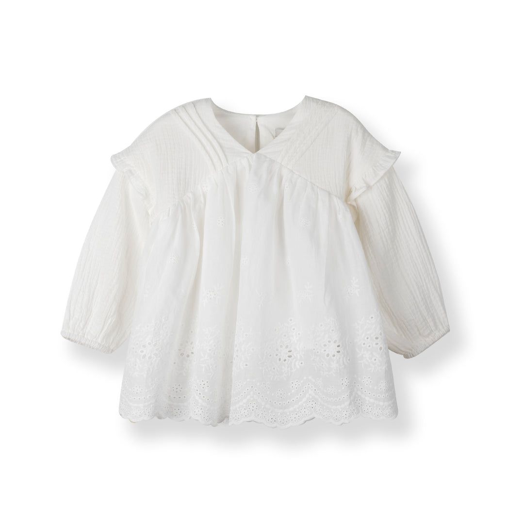 Poney Girls Cream Bishop Long Sleeve Blouse