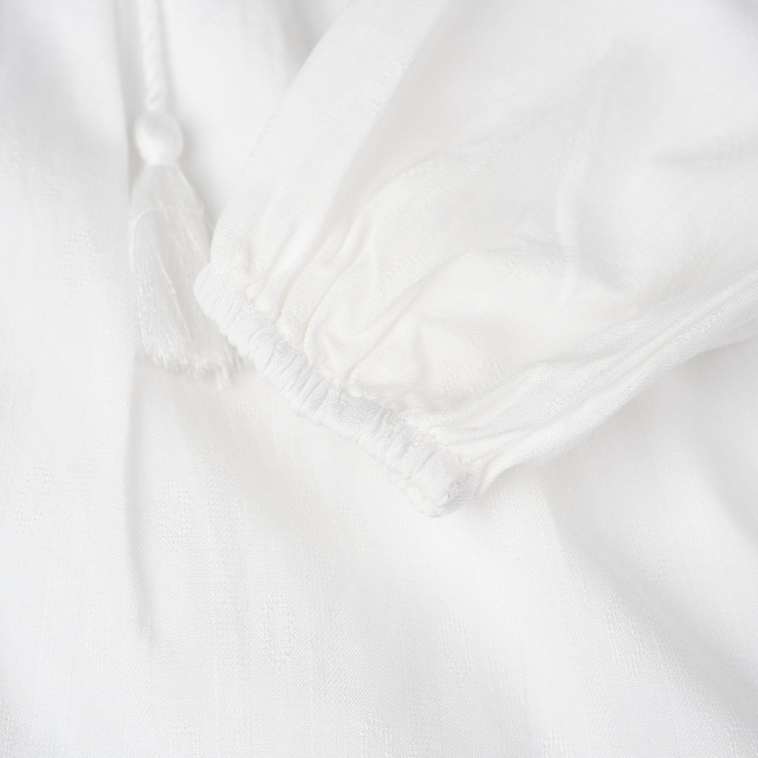 Poney Girls White Gathered Long Sleeve Blouse