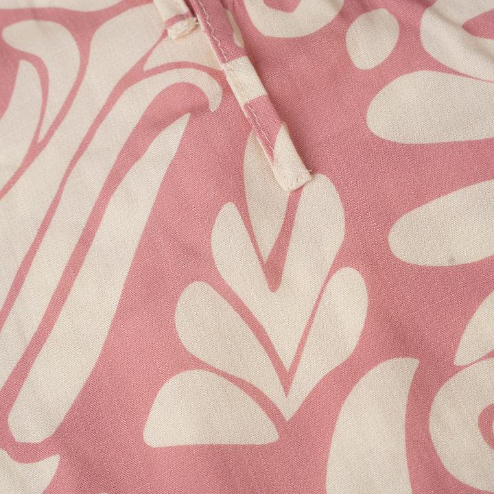 Poney Girls Pink V-Placket Long Sleeve Dress