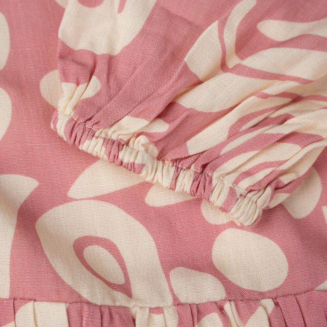 Poney Girls Pink V-Placket Long Sleeve Dress