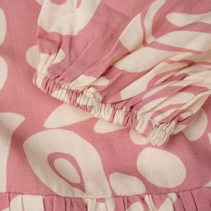 Poney Girls Pink V-Placket Long Sleeve Dress