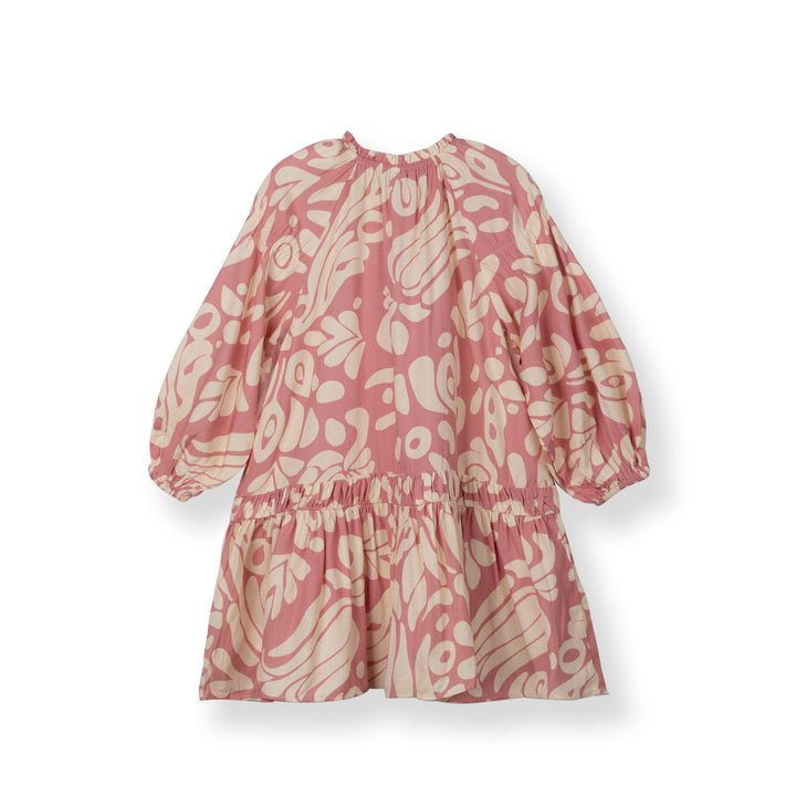 Poney Girls Pink V-Placket Long Sleeve Dress